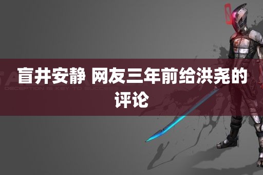 盲井安静 网友三年前给洪尧的评论