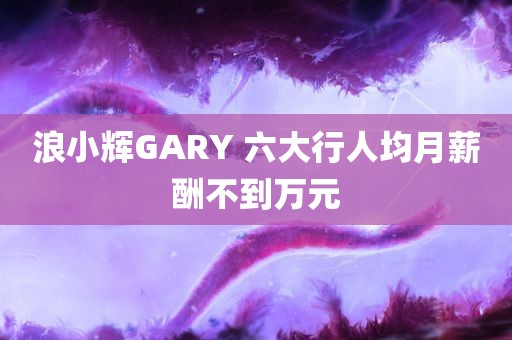 浪小辉GARY 六大行人均月薪酬不到万元