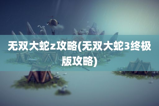 无双大蛇z攻略(无双大蛇3终极版攻略)