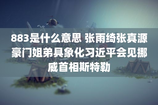 883是什么意思 张雨绮张真源豪门姐弟具象化习近平会见挪威首相斯特勒