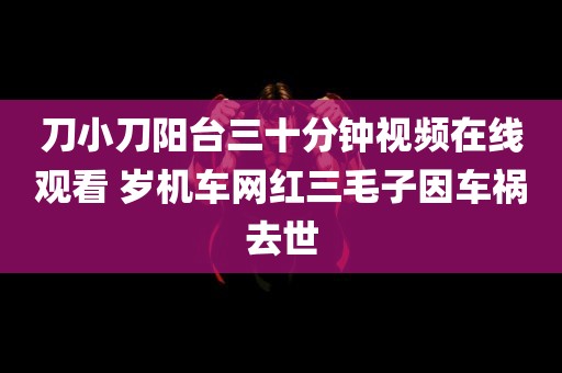 刀小刀阳台三十分钟视频在线观看 岁机车网红三毛子因车祸去世