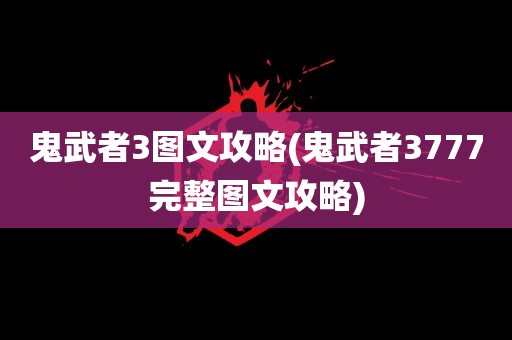 鬼武者3图文攻略(鬼武者3777完整图文攻略)