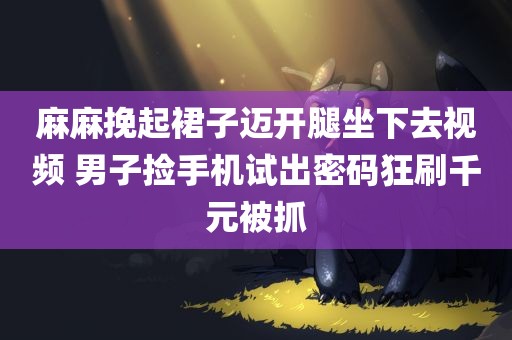 麻麻挽起裙子迈开腿坐下去视频 男子捡手机试出密码狂刷千元被抓