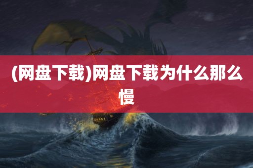 (网盘下载)网盘下载为什么那么慢