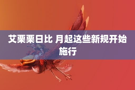 艾栗栗日比 月起这些新规开始施行