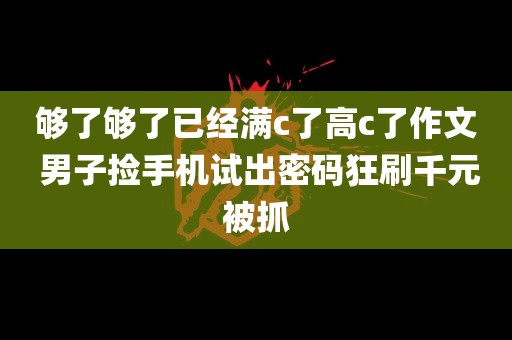 够了够了已经满c了高c了作文 男子捡手机试出密码狂刷千元被抓