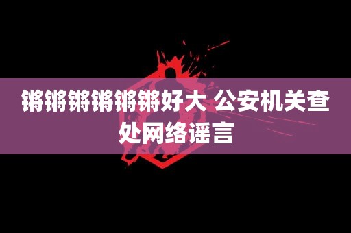 锵锵锵锵锵锵好大 公安机关查处网络谣言