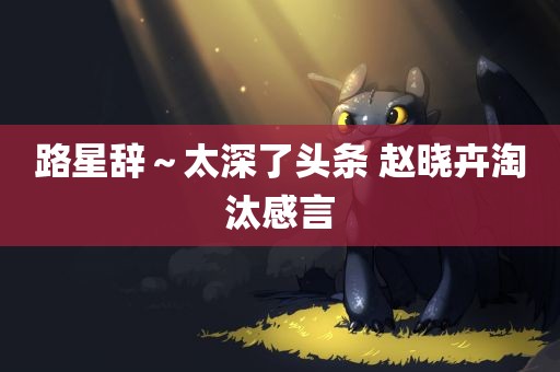 路星辞～太深了头条 赵晓卉淘汰感言