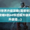 魔兽世界升级攻略(魔兽世界升级攻略0到60怀旧服升级所需升级经...)