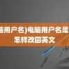 (电脑用户名)电脑用户名是中文怎样改回英文