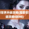 魔兽世界升级攻略(魔兽世界升级攻略0到80)