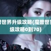 魔兽世界升级攻略(魔兽世界升级攻略0到70)