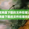 (百度网盘下载的文件在哪)百度网盘下载的文件在哪找到